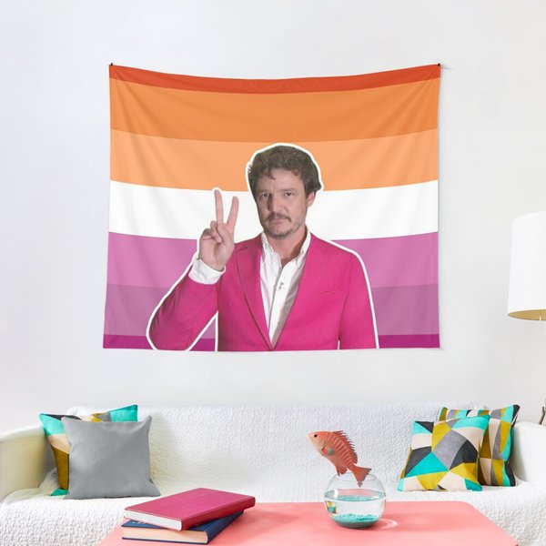 Lesbian Flag Pedro Pascal Tapestry-image