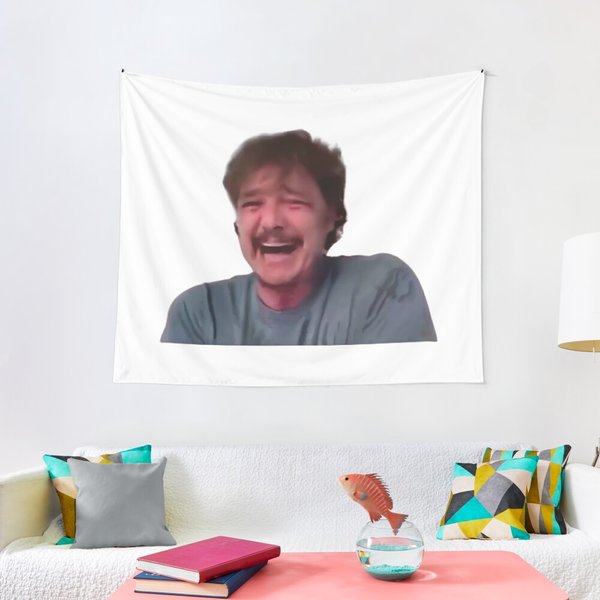 Pedro Pascal Crying Meme Tapestry-image