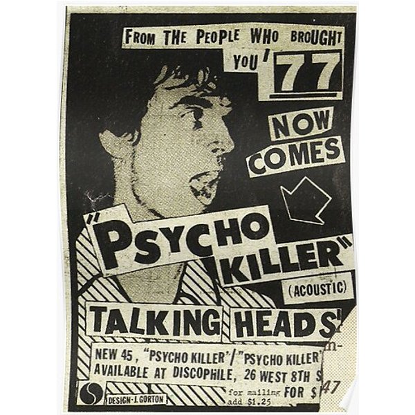 Psycho Killer - Talking Heads Post-Punk Concert Poster 1977 Premium Matte Vertical Poster-image