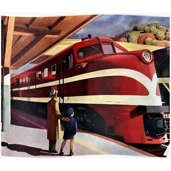 American Locomotive Railroad Train Art Of Edward Hopper Classic Poster Premium Matte Vertical Poster-image