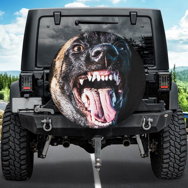Belgian Malinois Killer Custom Spare Tire Cover, Angry Dog Wheel Cover