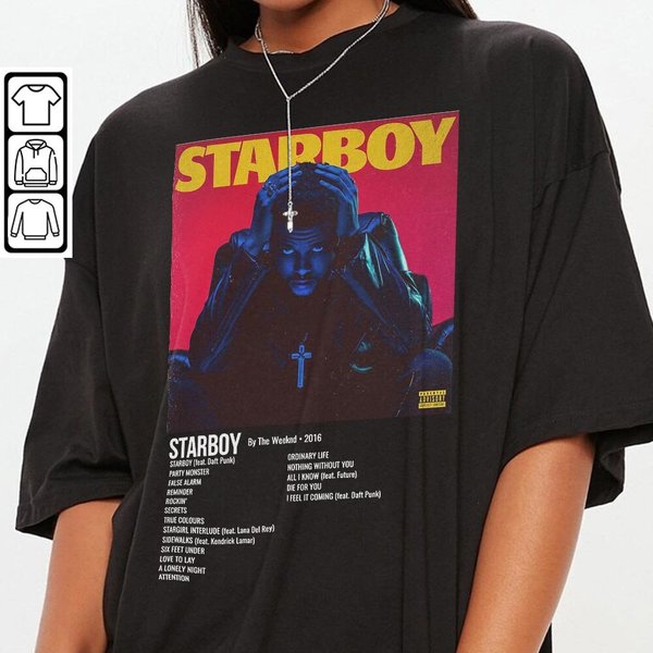 Minimalist Album Music Shirt, The W.Eek.Nd Starboy Tour Album T-Shirt-image