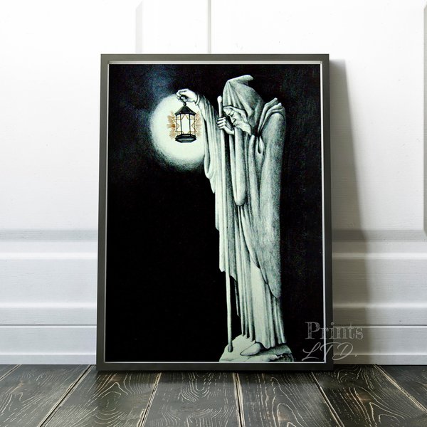 Le.D Ze.Pp.Elin Man With Lantern Premium Art Print | 1970S Rock Music Band Posters-image