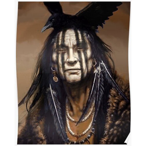 “Crow Warrior” (North American Indian) Premium Matte Vertical Poster-image