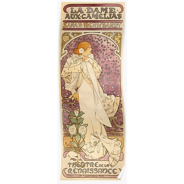 Alfons Mucha Art Nouveau Camille The Lady With The Camellias Sarah Bernhardt Premium Matte Vertical Poster-image