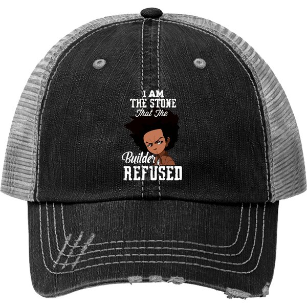 The Stone That The Builder Refused Huey Boondocks Print Trucker Hats-image