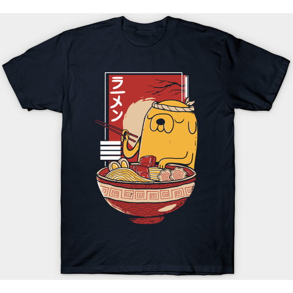 Adventure Time Jake The Dog Enjoying A Bowl Of Ramen Noodles - Adventure Time - T-Shirt-image