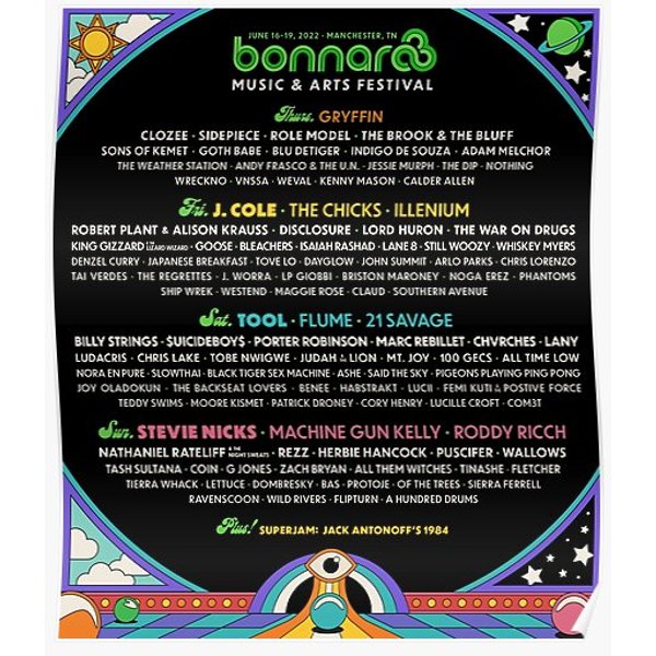 Music Festival 2022 Bonnaroo Masmei Premium Matte Vertical Poster-image