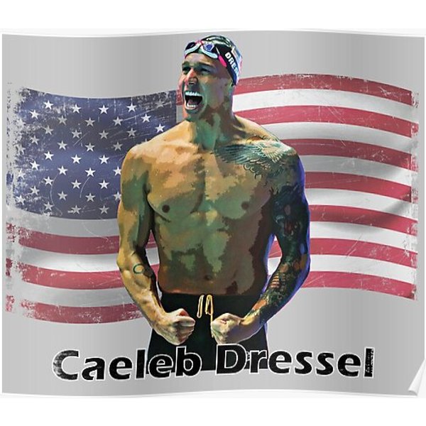 Caeleb Dressel Usa Swimming Team Premium Matte Vertical Poster-image