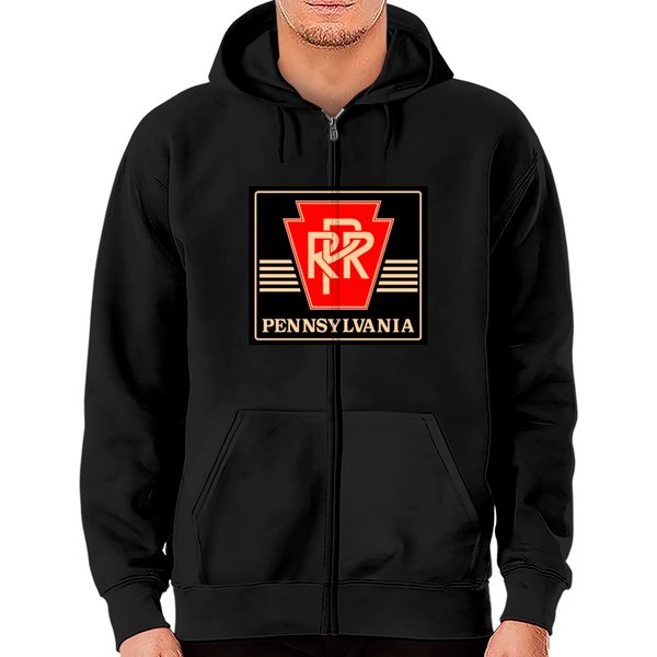 Pennsylvania Railroad Logo Black & Gold Zip Hoodies