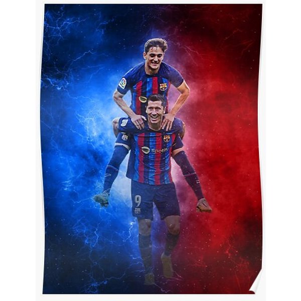 Pablo Gavi - Robert Lewandowski Premium Matte Vertical Poster-image