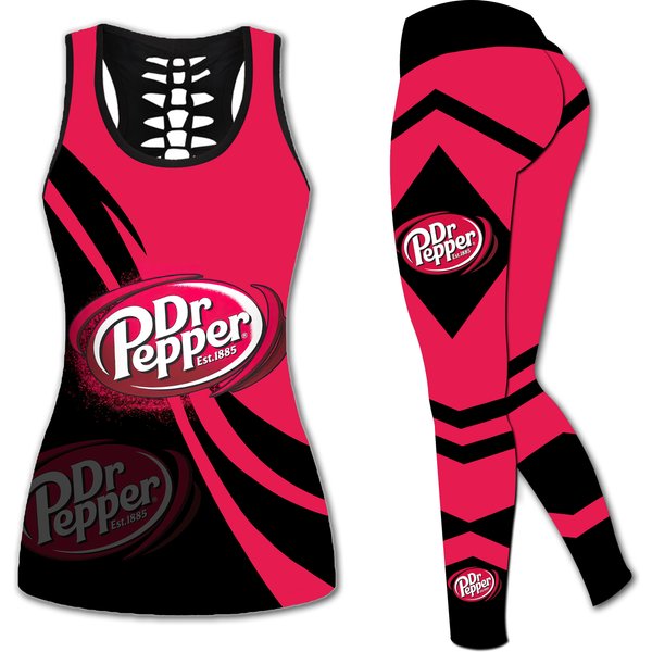 Dr Pepper Hollow Tank Top Legging Sets-image