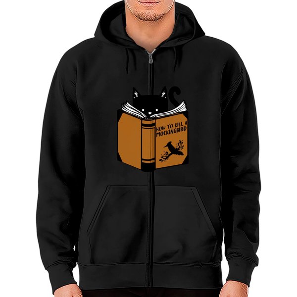 Cat Read Book How To Kill A Mocking Bird Zip Hoodies Zip Hoodies-image