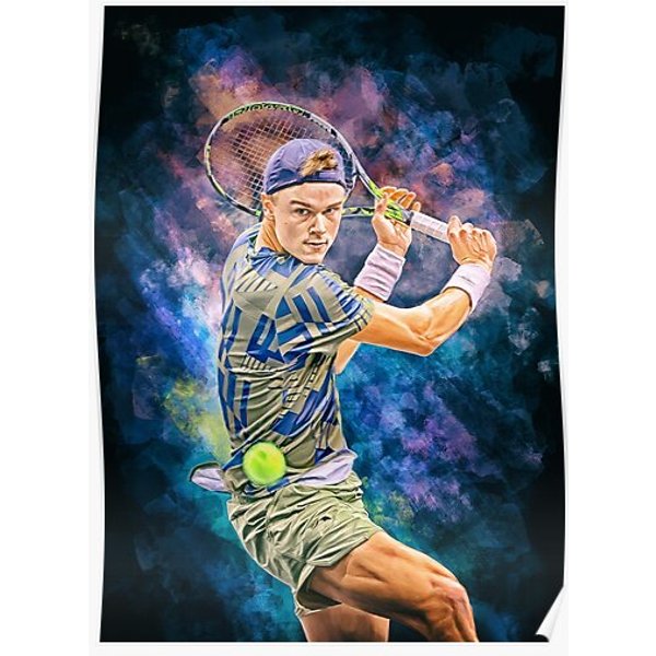 Holger Rune Plays Backhand. Paris 2022. Digital Artwork Print Art Wall Poster. Tennis Fan Art Gift. Premium Matte Vertical Poster-image