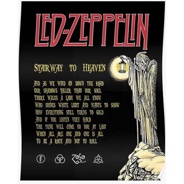 Stairway To Heaven Song Lyrics Poster - Stairway To Heaven Album Premium Matte Vertical Poster-image