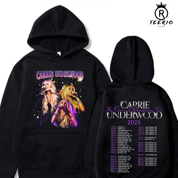 Carrie Underwood Denim And Rhinestones Tour 2023 Double Sided Hoodie