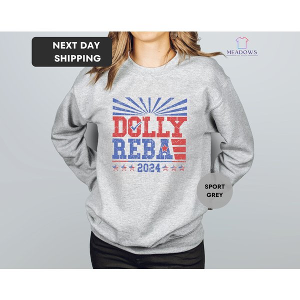 Dolly Reba 2024 Vintage Sweatshirt, Dolly And Reba For President Sweatshirt-image