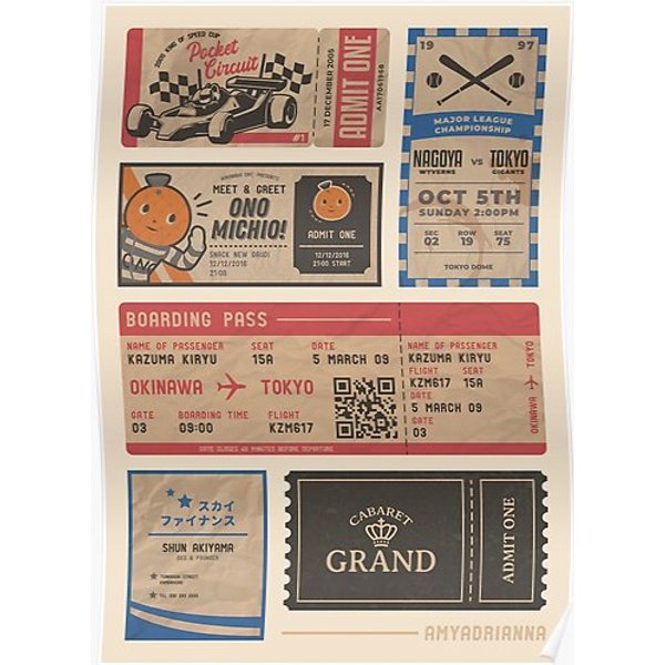 Vintage Tickets (Yakuza / Ryu Ga Gotoku) Premium Matte Vertical Poster-image