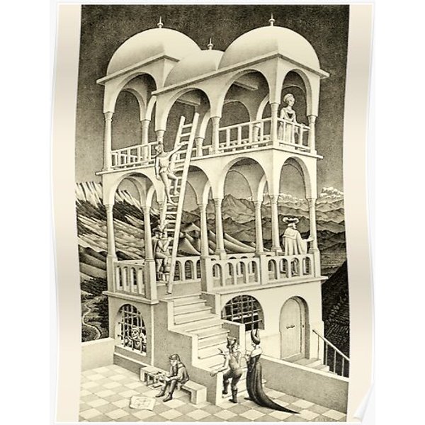 M.C. Escher - Belvedere, 1958 Premium Matte Vertical Poster-image