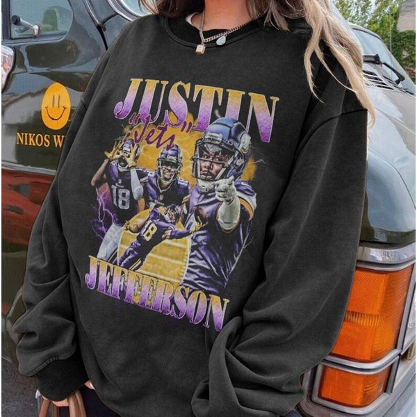 Vintage Justin Jefferson 90S Tshirt, Minnesota Football Shirt-image