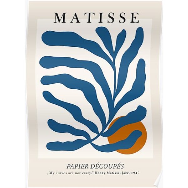 Matisse Jazz Exhibition Poster Papier Decoupes Cut Outs Blue Premium Matte Vertical Poster-image