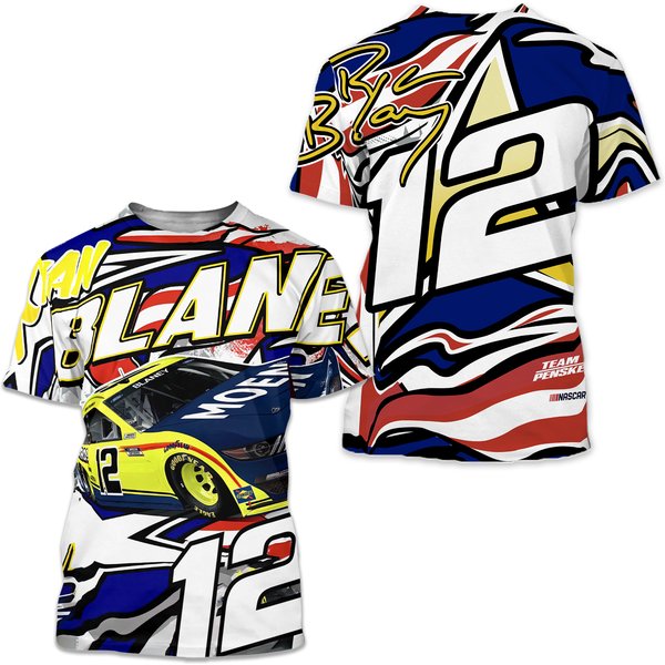 Ryan Blaney #12 Moen Patriotic Blue Sublimated Shirt-image