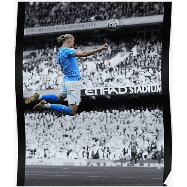 Erling Haaland Heading Premium Matte Vertical Poster-image