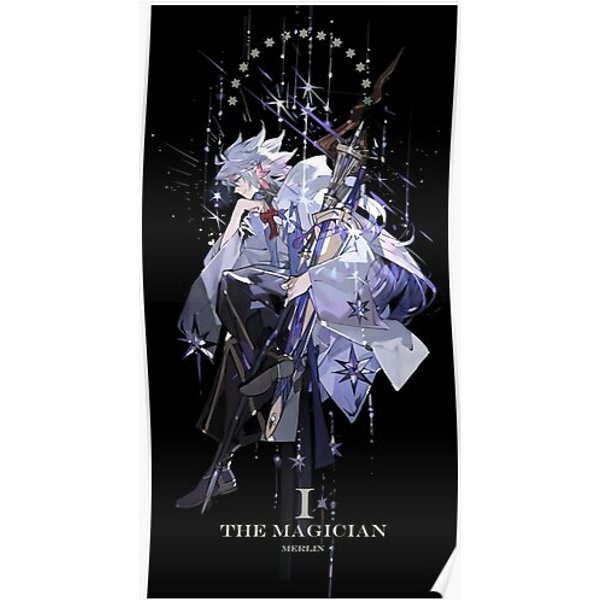 Fate Grand Order Tarot: The Magician (Merlin) Premium Matte Vertical Poster-image