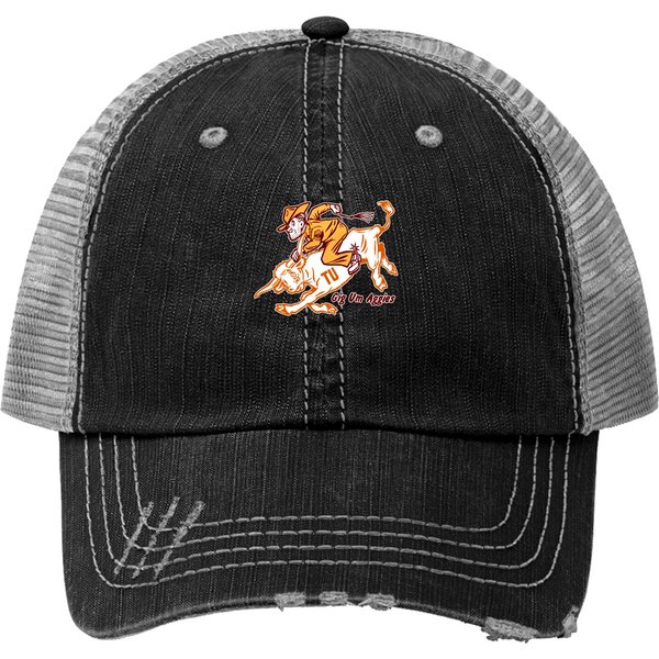 Vintage Texas Aggie Vs Longhorn Mascots - Trucker Hat-image