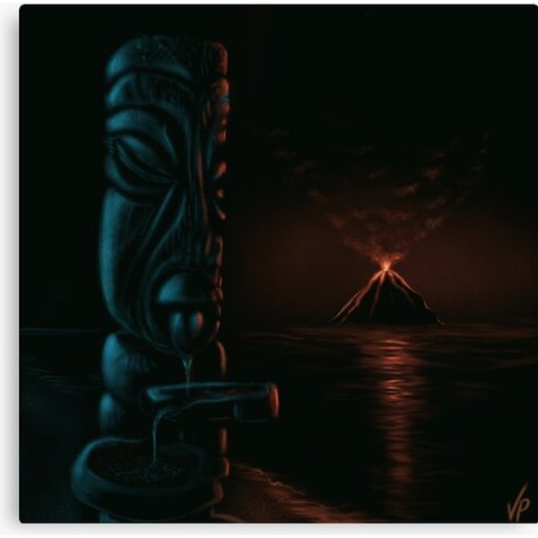 Tiki Velvet Painting By Vampirahna Canvas