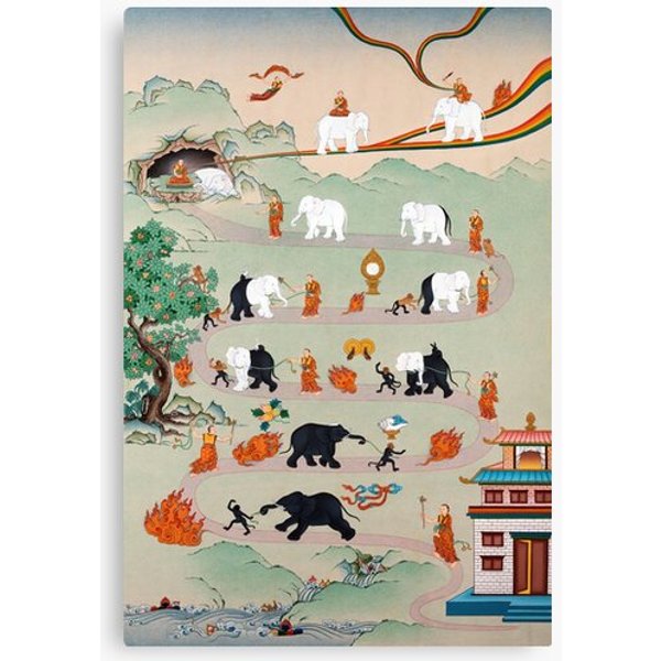 Taming The Elephant Mind Buddhist Thanka Painting Canvas-image