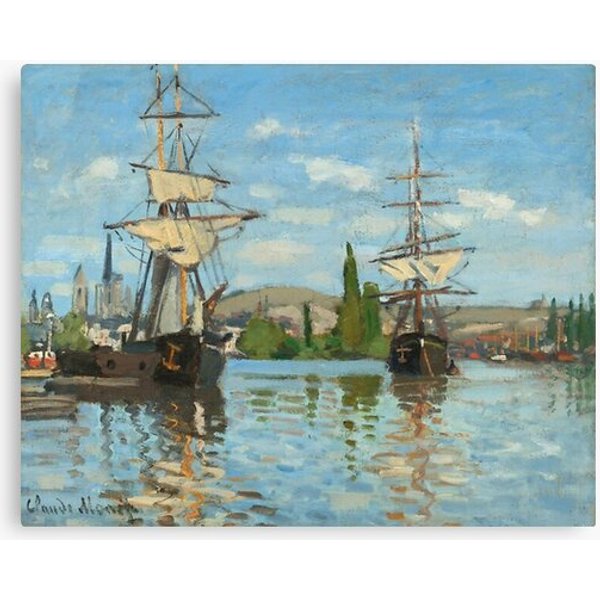 Claude Monet - Ships Riding On The Seine At Rouen Canvas