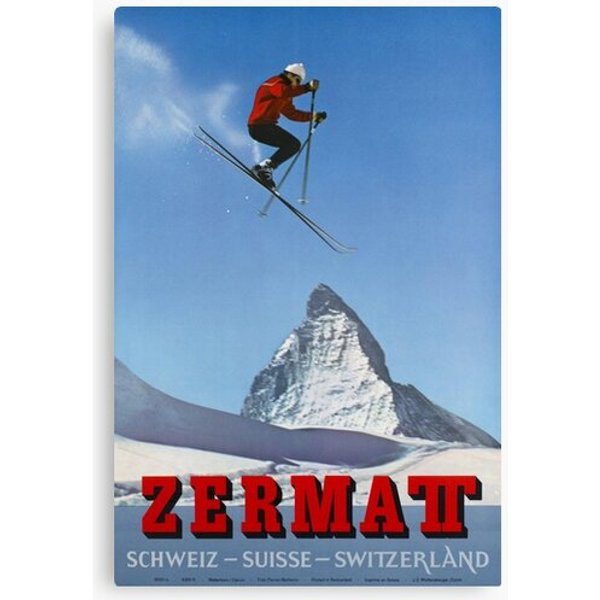 Zermatt Switzerland Vintage Travel Poster | Swiss Tourism Art | Switzerland Vintage Art Deco Posters For Room Canvas