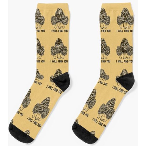 I Will Find You Morchella! Funny Morel Mushrooms Design Socks-image
