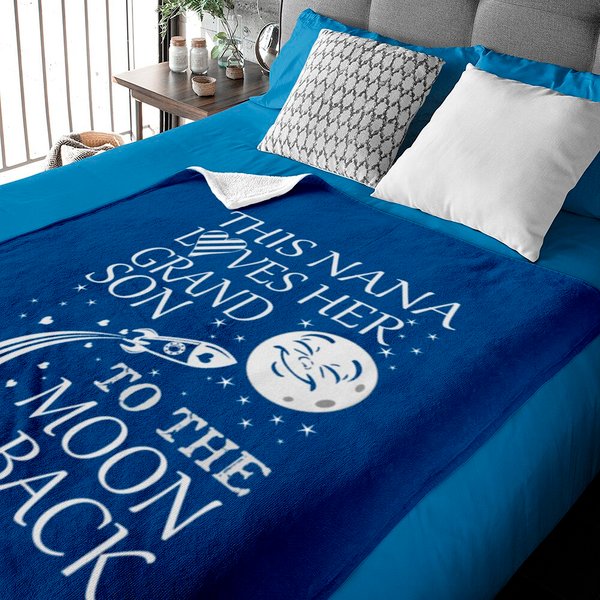 This Nana Loves Her Grandson To The Moon And Back Baby Blankets-image
