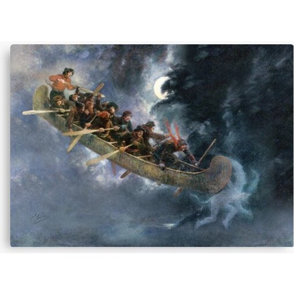 La Chasse-galerie The Bewitched Canoe The Flying Canoe French-canadian Quebec Legend Painting By Henri Julien Hd High Quality Online Store Canvas