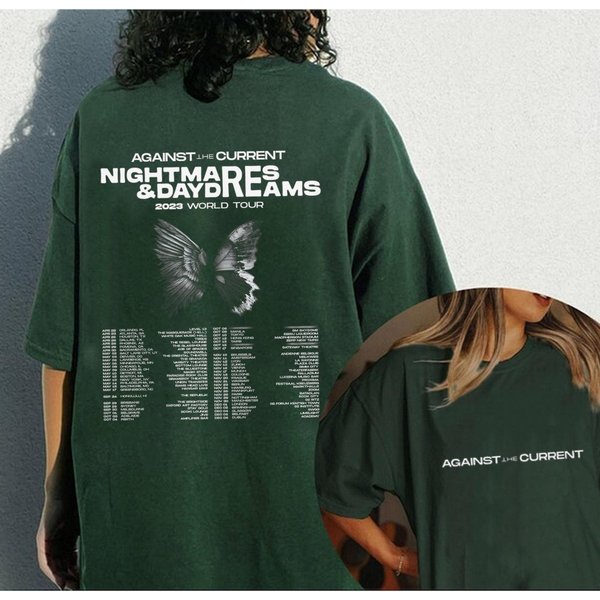 Against The Current Tour 2023 2 Side T-Shirt, Nightmare Daydreams Tour 2023 Shirt-image