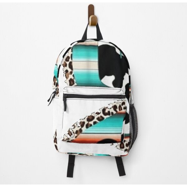 Funny Serape Cow Print Cactus Leopard Print Turquoise Backpack Backpack-image