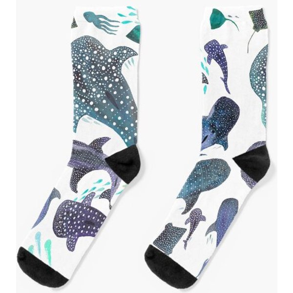 Whale Shark, Ray & Sea Creature Play Print Socks-image