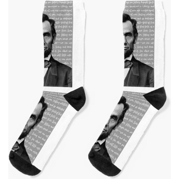 Abraham Lincoln Portrait With Gettysburg Address Socks-image