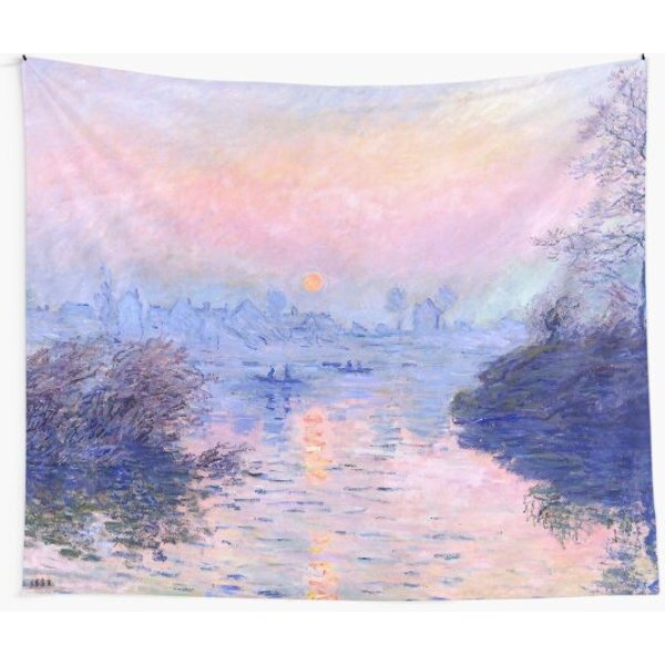 Claude Monet "Sunset On The Seine At Lavacourt, Winter Effect" Tapestry-image