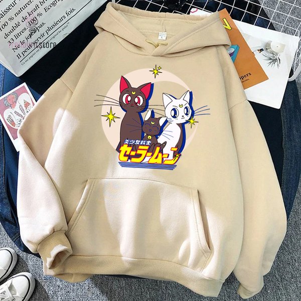 Japanese Anime Moon Sailor Hoodie, Artemis And Diana Cartoon Pullover