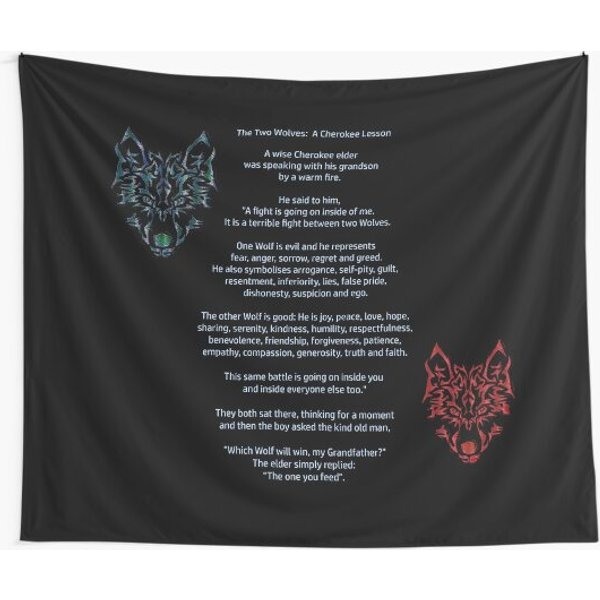 Two Wolves Cherokee Native American Tale Tapestry-image