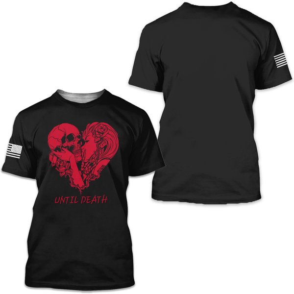 Skull Until Death Do Us Part Girl Militarily 3D T-Shirt-image