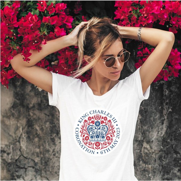 Unisex Official King Charles Iii Coronation T-Shirt, Red White And Blue Coronation Emblem Top-image