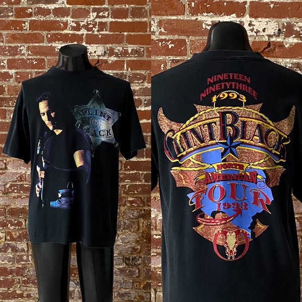 90S Clint Black North American Tour T-Shirt. Vintage 1993 Clint Black Giant Graphic Tour Tee-image
