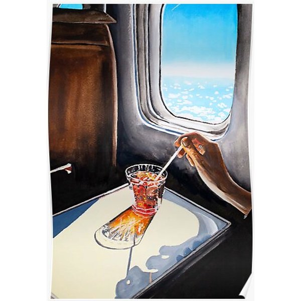 Glass In Airplane Premium Matte Vertical Poster-image