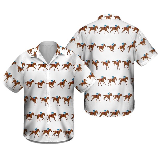 Kentucky Derby Horse Racing 3D Hawaiian Shirt-image