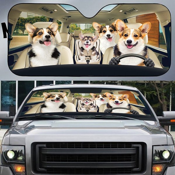 Tri Color Corgi Dog Car Sun Shade