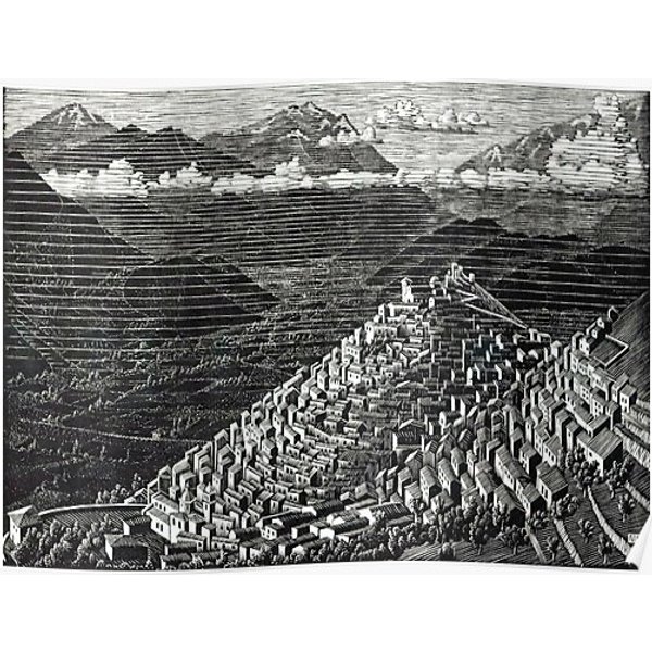 Morano, Calabria (Village Landscape), By M.C. Escher Poster-image